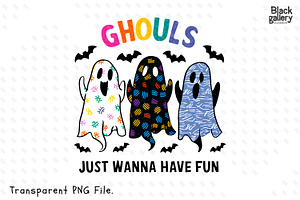 Retro Halloween Ghouls PNG