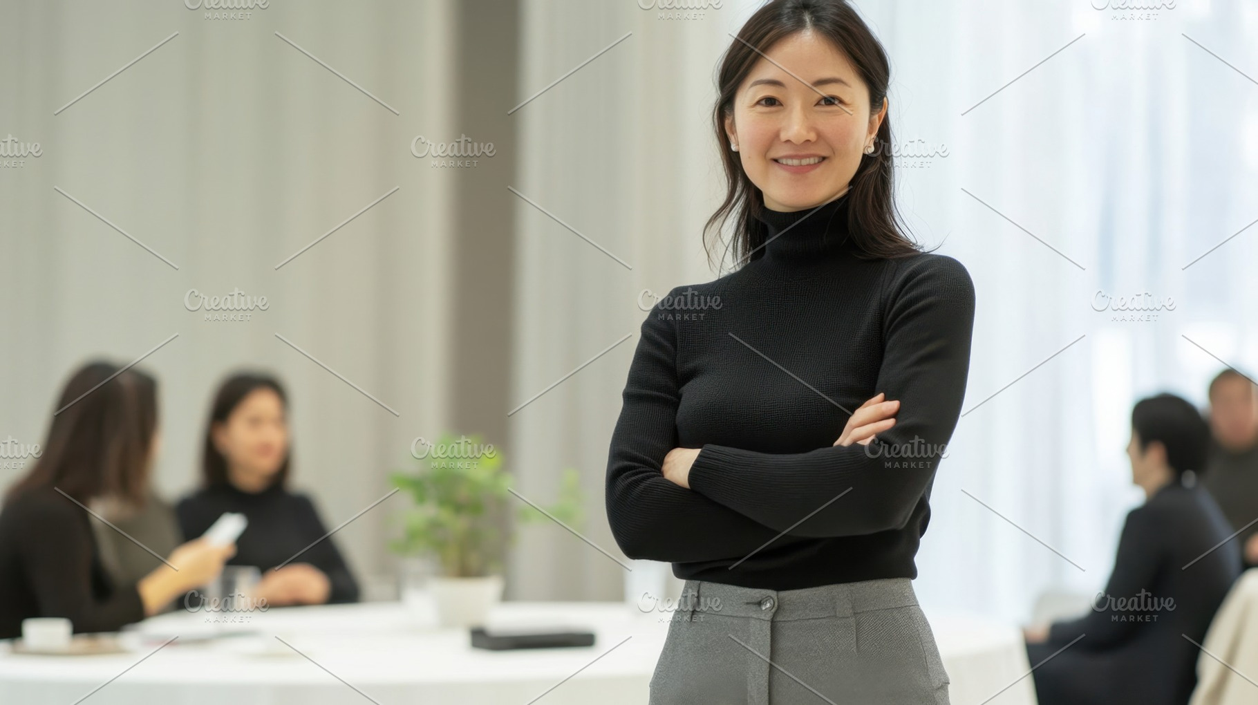 Confident businesswoman at a talk, a Photo by Beautiful things