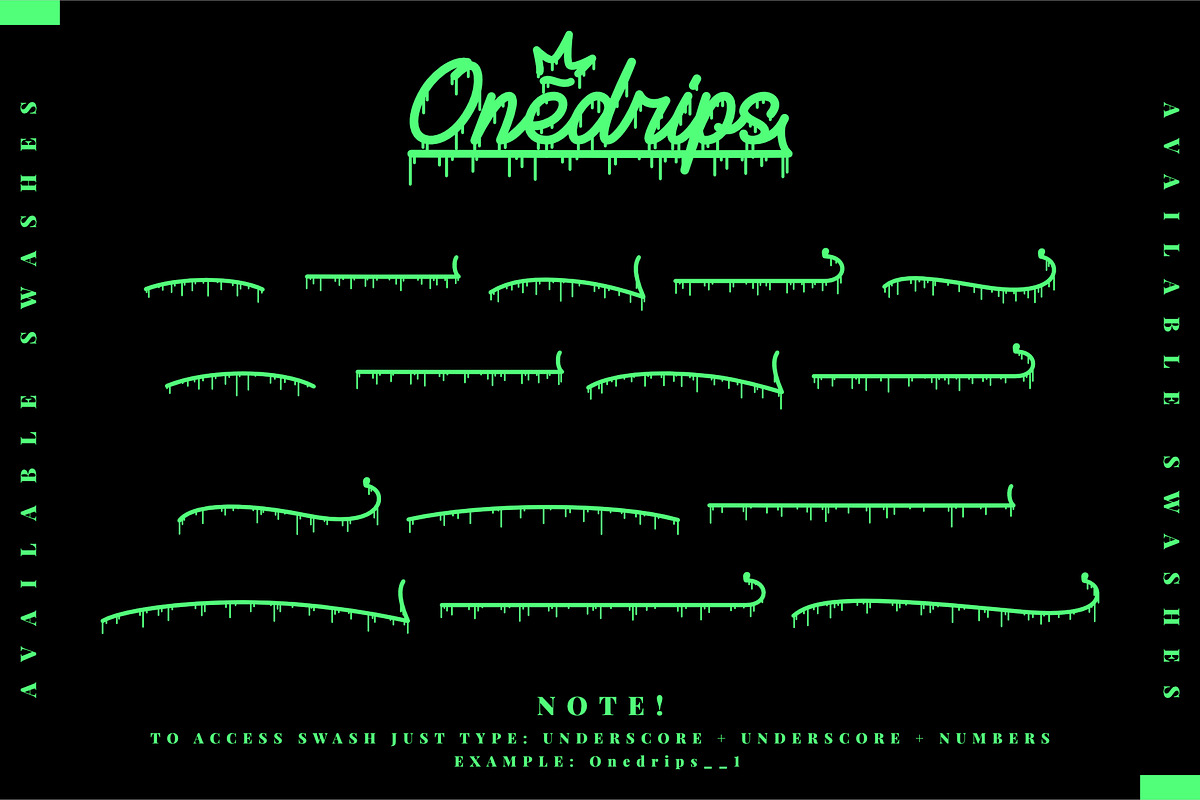 Onedrips - Graffiti Script Fonts, a Script Font by Prioritype Co (Photo 12 of 14)