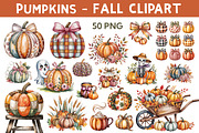 Fall Pumpkins Clipart Bundle 50 PNG, a Seasonal Illustration by Whimsy Brush Studio (Thumbnail 1 of 9)