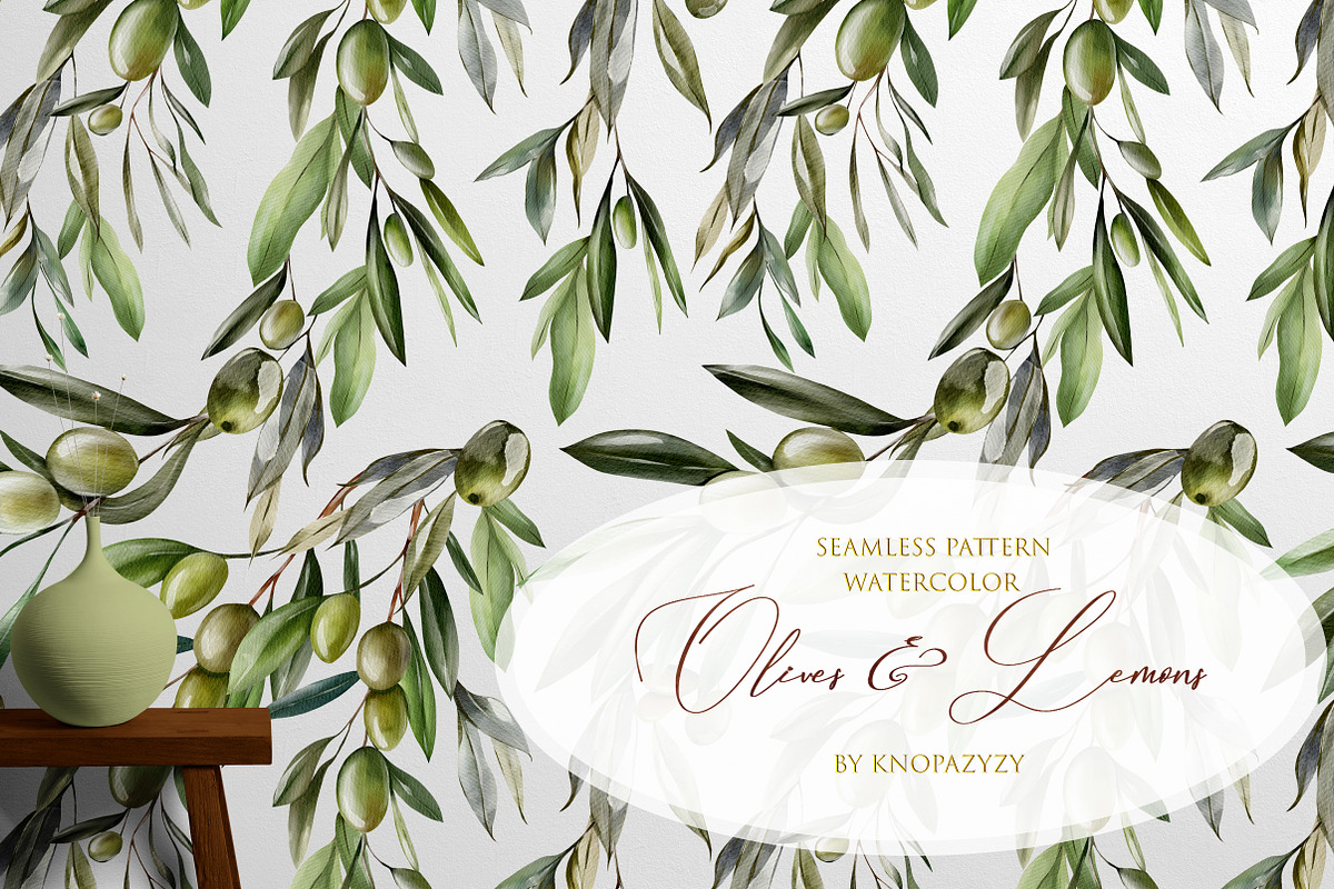 12 Seamless Patterns Olives & Lemons, a Pattern Graphic by Knopazyzy (Photo 5 of 5)