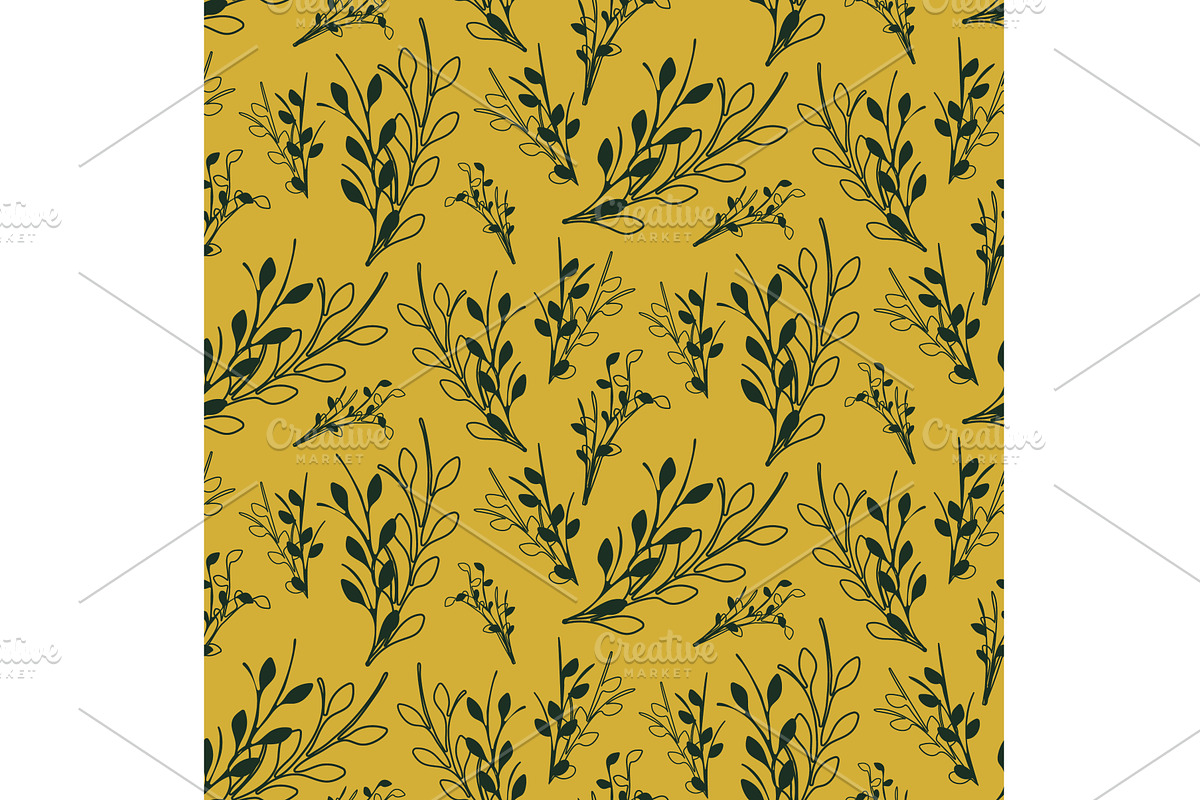 Botanical foliage seamless pattern, an Illustration by okskukuruza