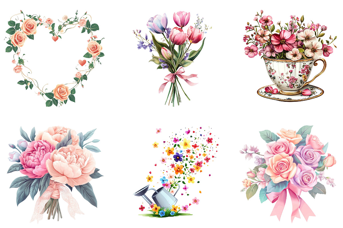 Spring Romantic Flower Clipart PNG, an Illustration by Designking (Photo 4 of 5)