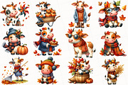 Watercolor Autumn Cow Clipart, an Illustration by OK Design (Thumbnail 4 of 5)