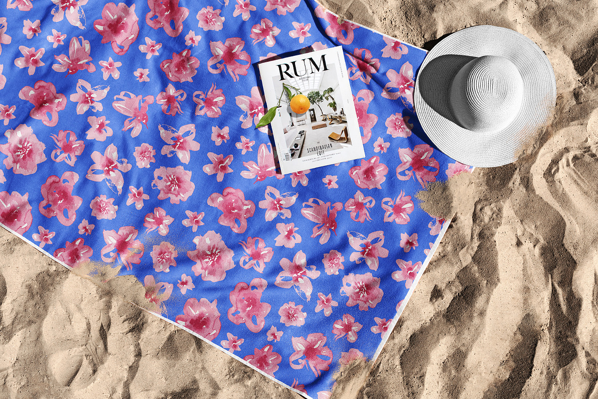 Pink Watercolor Flowers, a Pattern Graphic by MalyskaStudio (Photo 11 of 13)