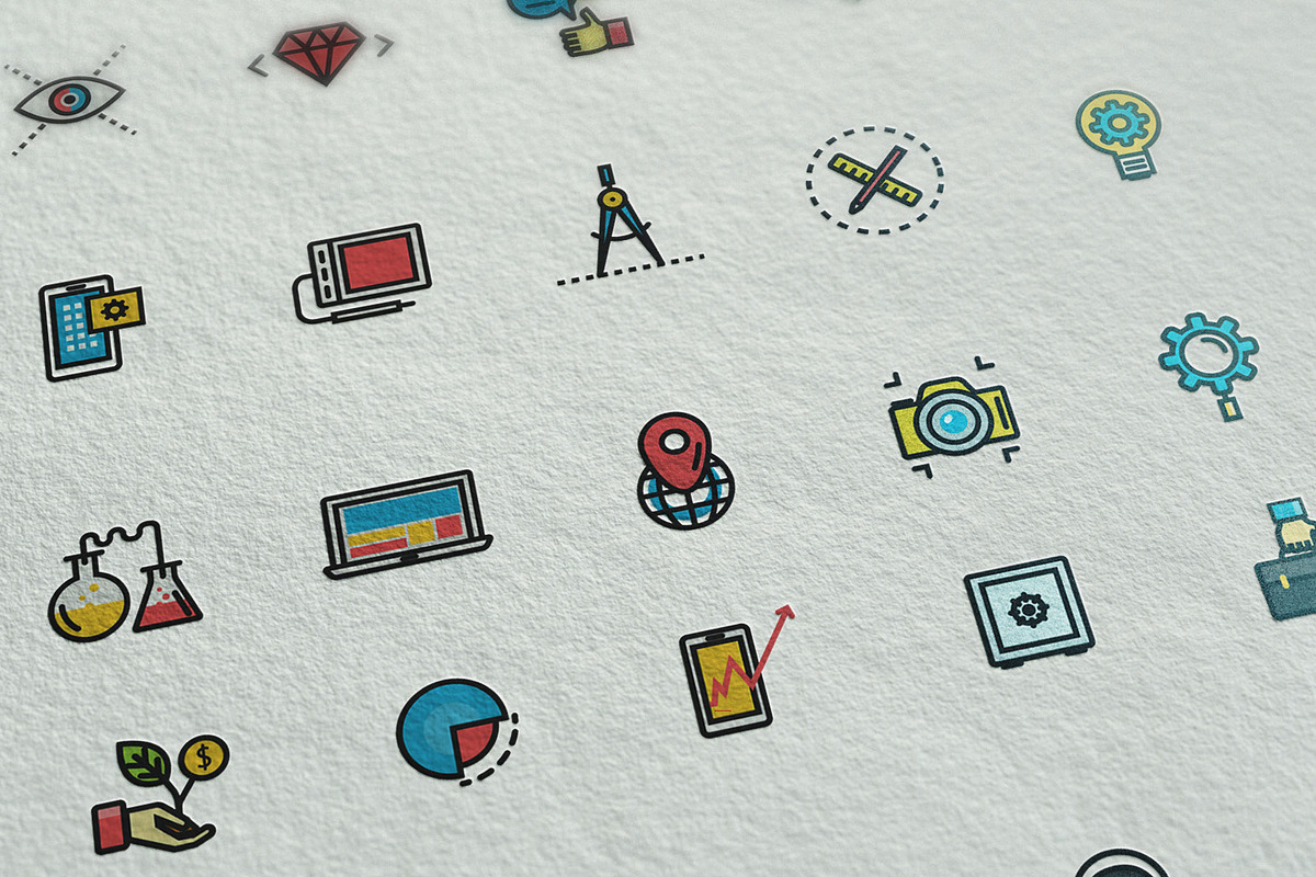 Set of modern Color Line Design icon preview 3