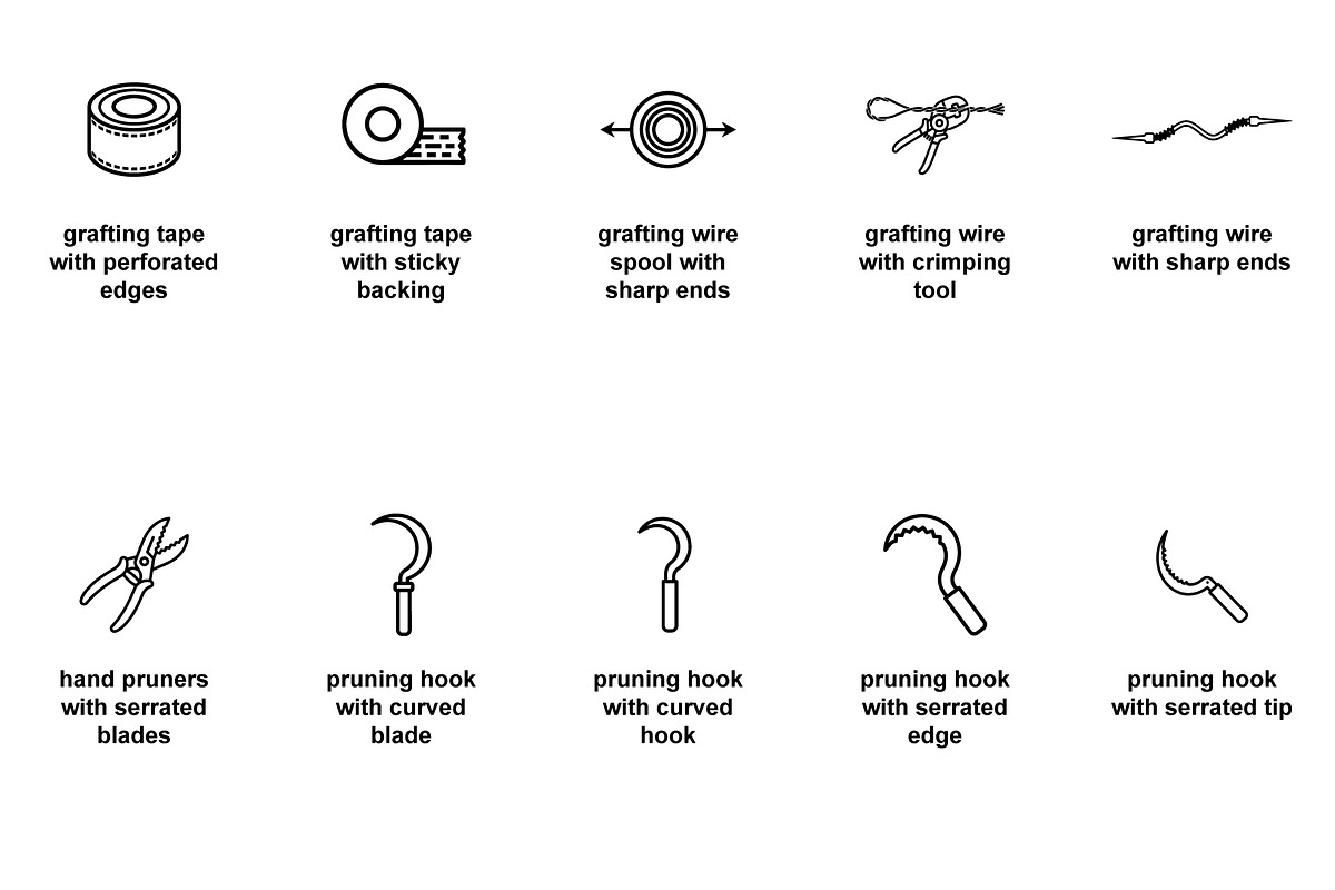 Pruning and grafting tools Icon Set, an Outline Icon by Nurlan's shop (Photo 4 of 6)