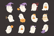 Halloween Ghost Clipart - Swiitery, a Decorative Illustration by Iconixar & Friends (Thumbnail 2 of 2)