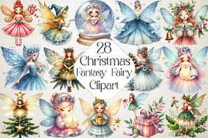 Fantasy Christmas Fairy Clipart Bund, an Illustration by DreamPrint404