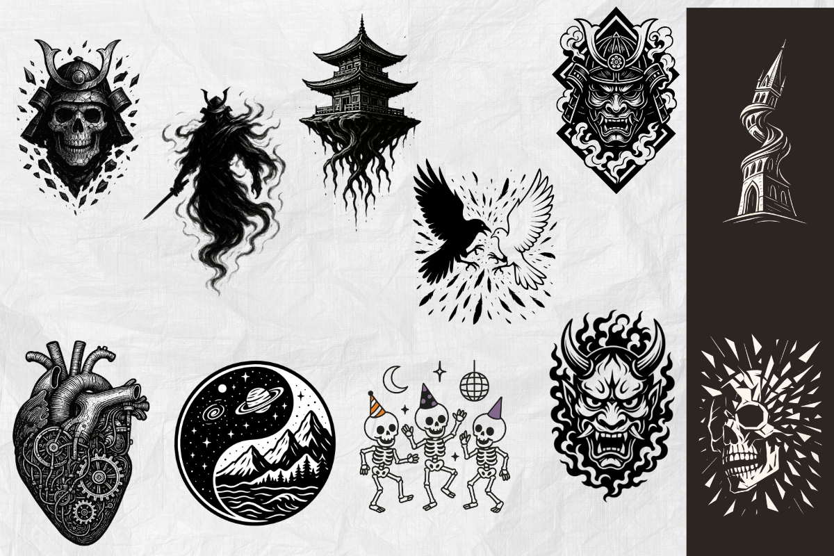 Black & White Art Bundle – 23 PNG, an Object Illustration by Smillyy Threads (Photo 2 of 13)