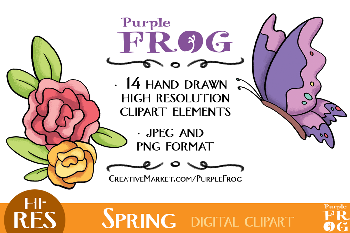 SPRING - Digital Clipart, an Illustration by Purple Frog (Photo 4 of 4)
