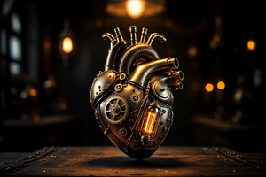 Intricate steampunk mechanical heart, a Photo by rarrarorro