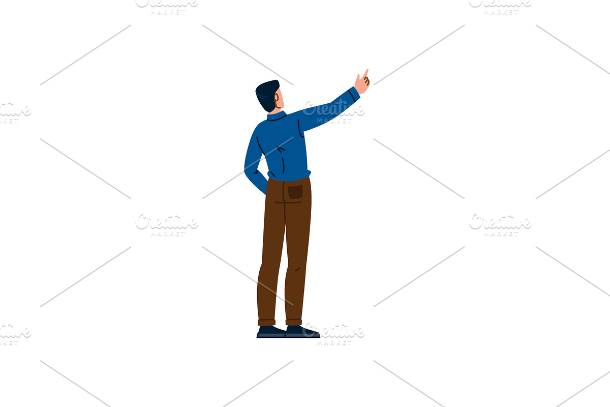 Businessman pointing finger showing, a Person Illustration by pikepicture