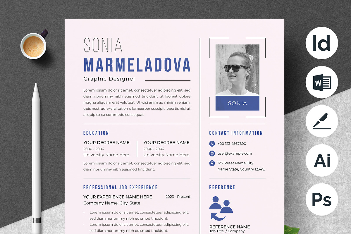 Sleek Corporate Resume Template, a Resume Template by ResumeInventor (Photo 1 of 6)
