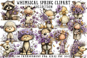 Whimsical Spring Clipart, an Illustration by OK Design