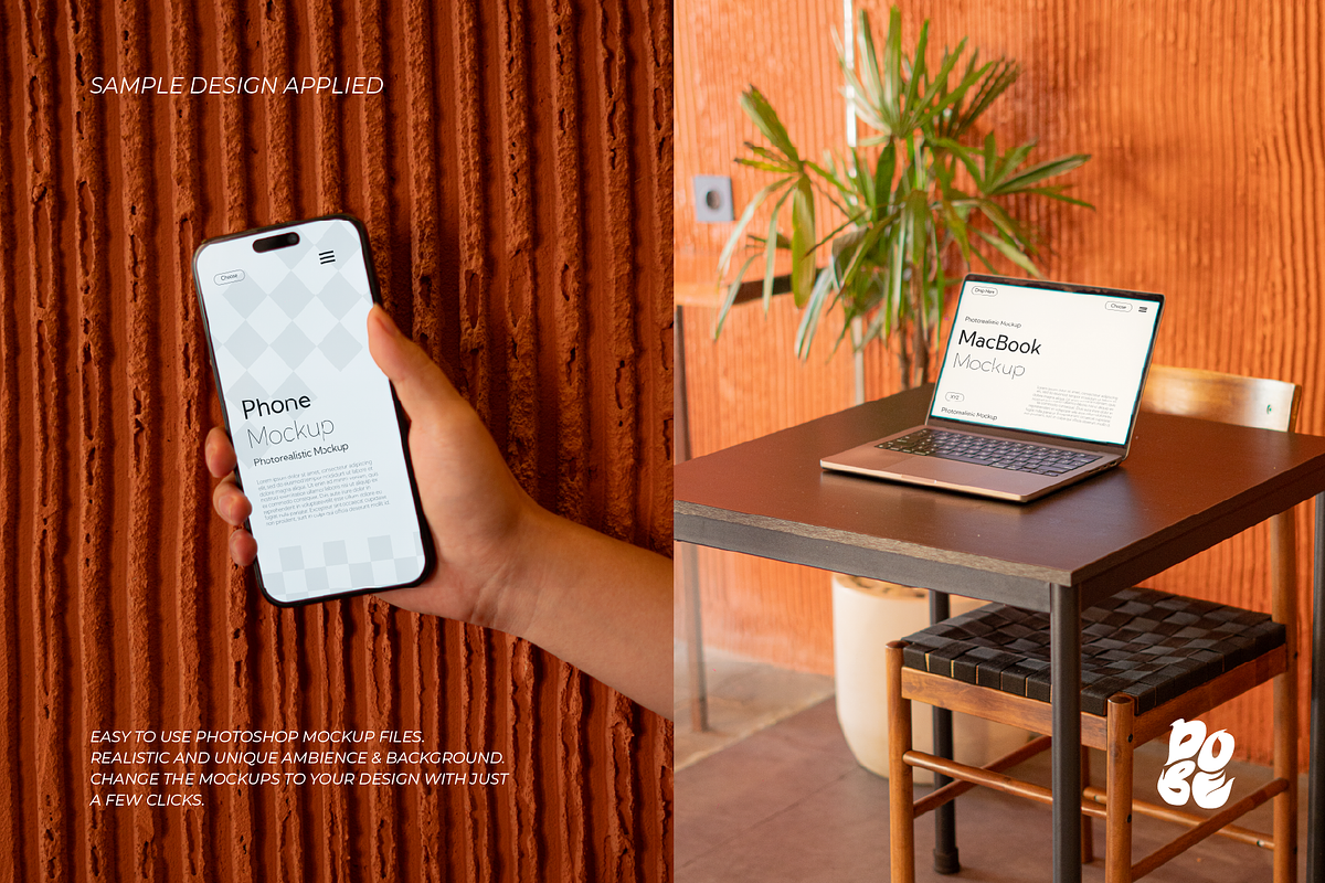 Lap Phone Mockup Set Vol 1, a Wearable Device Mockup by DOBE Studio (Photo 2 of 4)
