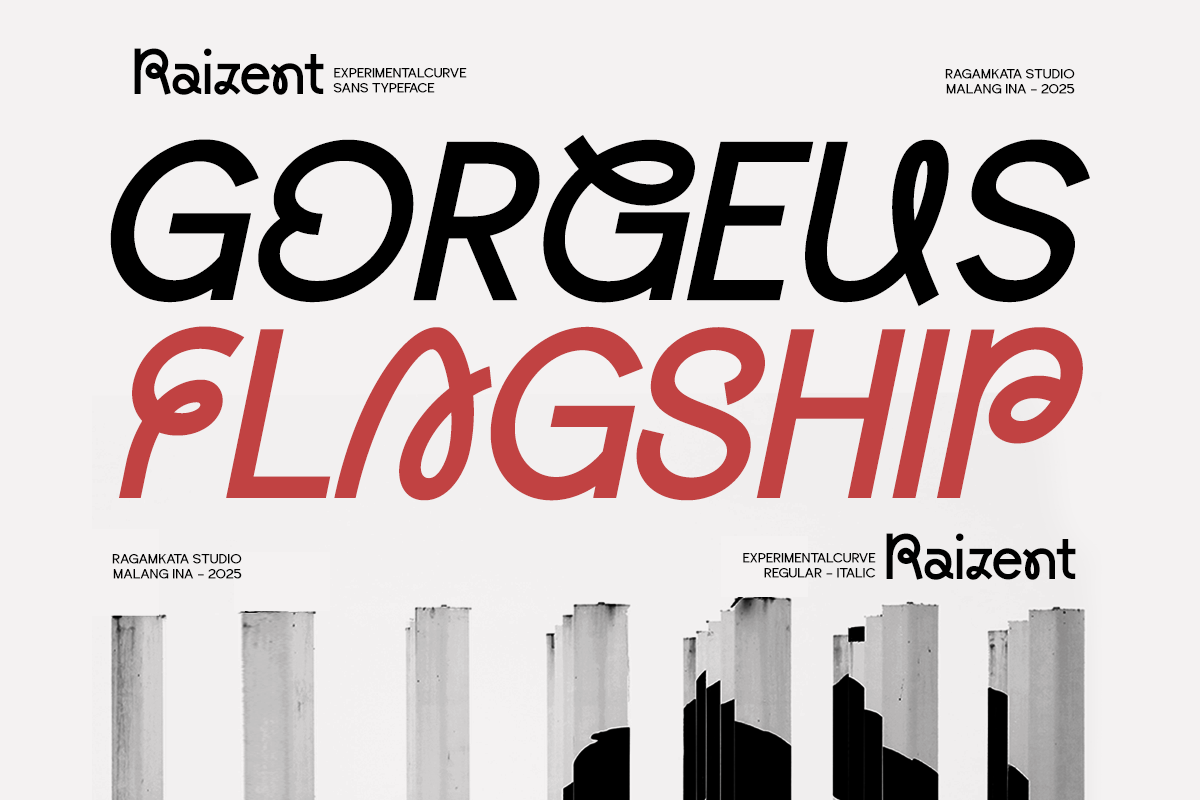 Raizent - Experimental Sans Font, a Sans Serif Font by RagamKata (Photo 3 of 13)