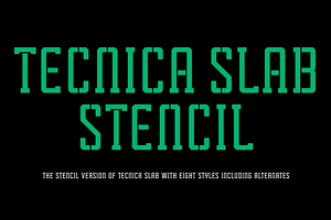 Tecnica Slab Stencil Font Family