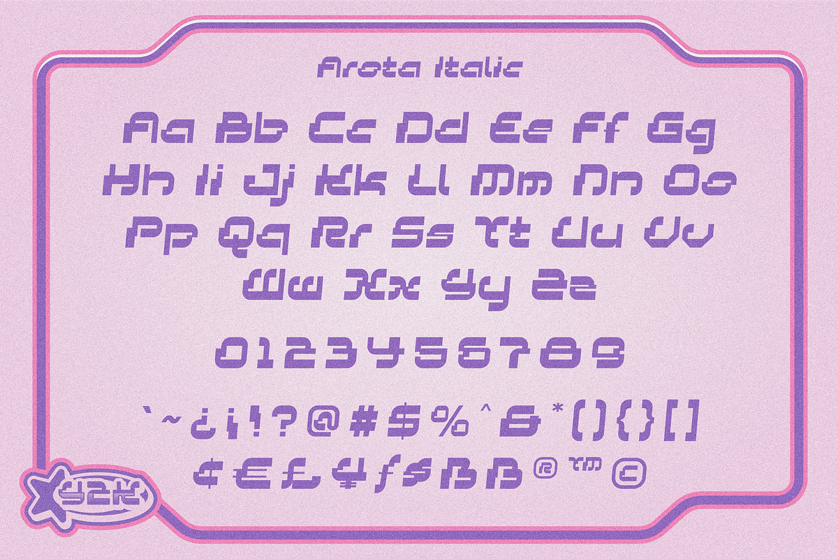 Arota Y2k, a Sans Serif Font by 24Design Studios (Photo 13 of 13)