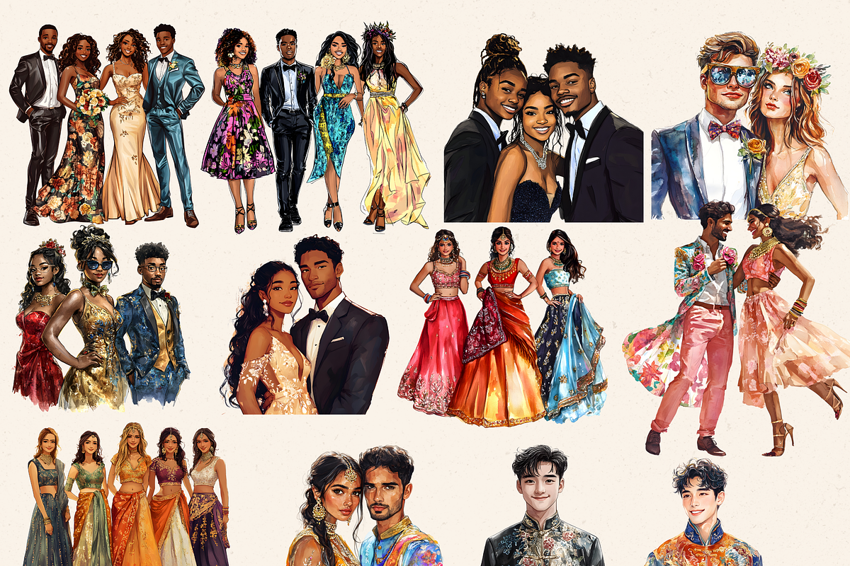 PROM TEENAGE STUDENTS CLIPART, a Person Illustration by Daring Digies (Photo 5 of 10)