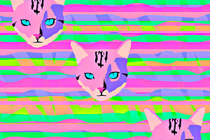 Fashion minimal illustration. Stylish cat head on abstract geome