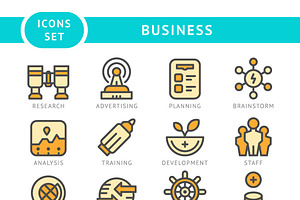 Set line icons of business, a Duotone Icon by motorama