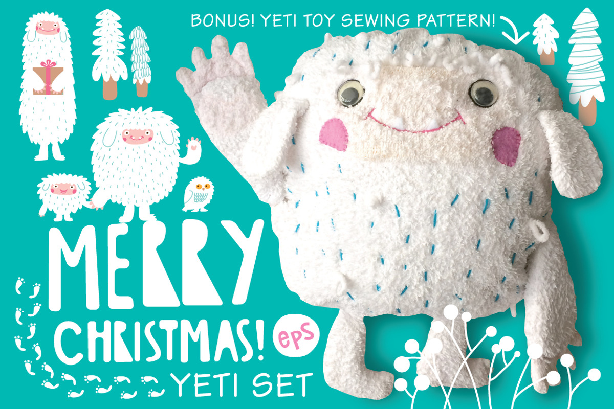 MERRY CHRISTMAS! YETI SET., a Decorative Illustration by Alena Razumova (Photo 1 of 4)