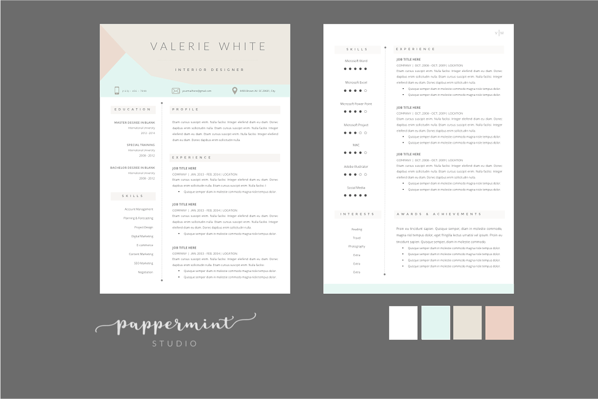 VW Resume Template + Cover WORD, a Resume Template by PAPPERMINT RESUME STUDIO (Photo 5 of 5)