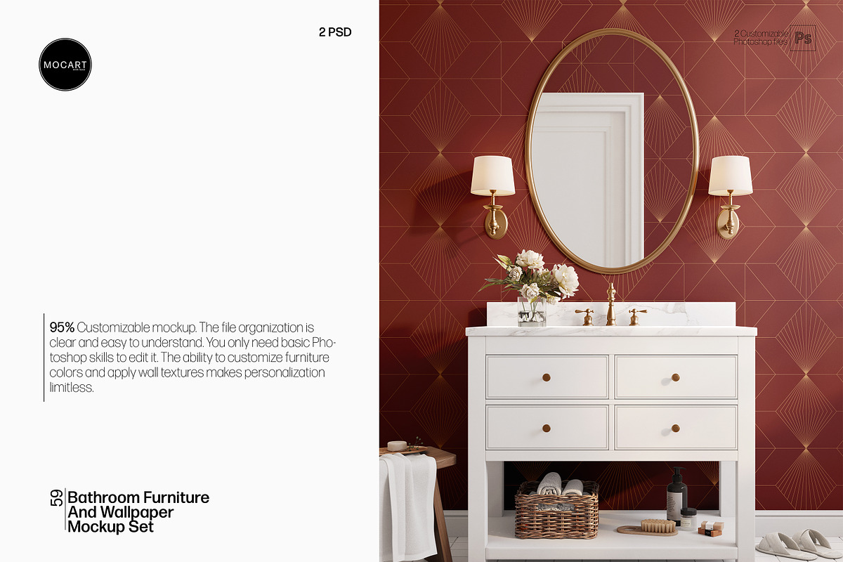 Bathroom Wallpaper Furniture Mockup, a Household Mockup by Mocart (Photo 1 of 7)
