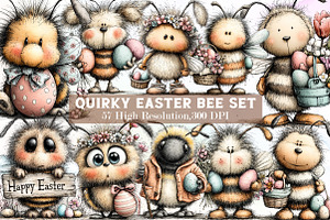 Quirky Easter Bee Clipart, an Illustration by Sublimation Artist
