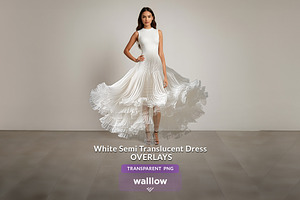 White Translucent Dress PNG Overlays