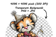 Tiger Birthday Party Safari Cliparts, a Graphic by one-touch (Thumbnail 15 of 17)