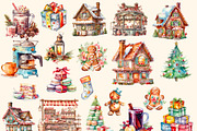 Christmas fair watercolor clipart, a Decorative Illustration by Hello My Print (Thumbnail 4 of 10)