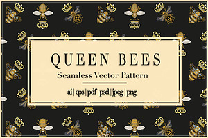 Queen Bees | Vector Pattern