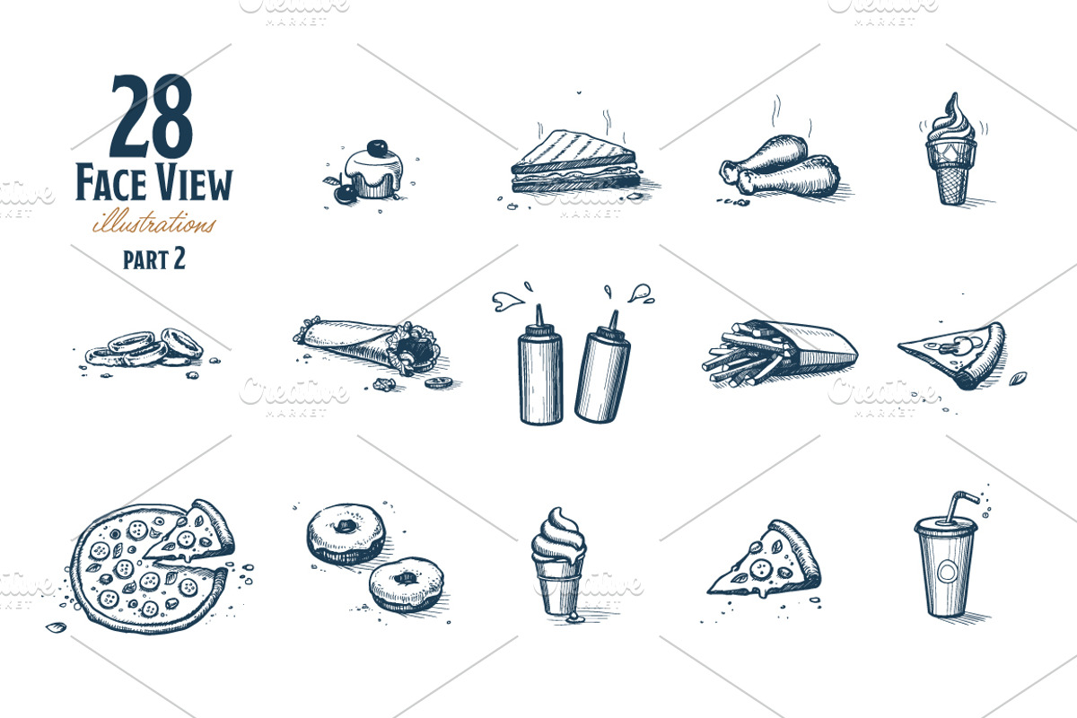 Fast food hand drawn set, a Food Illustration by Alfazet Chronicles (Photo 8 of 9)