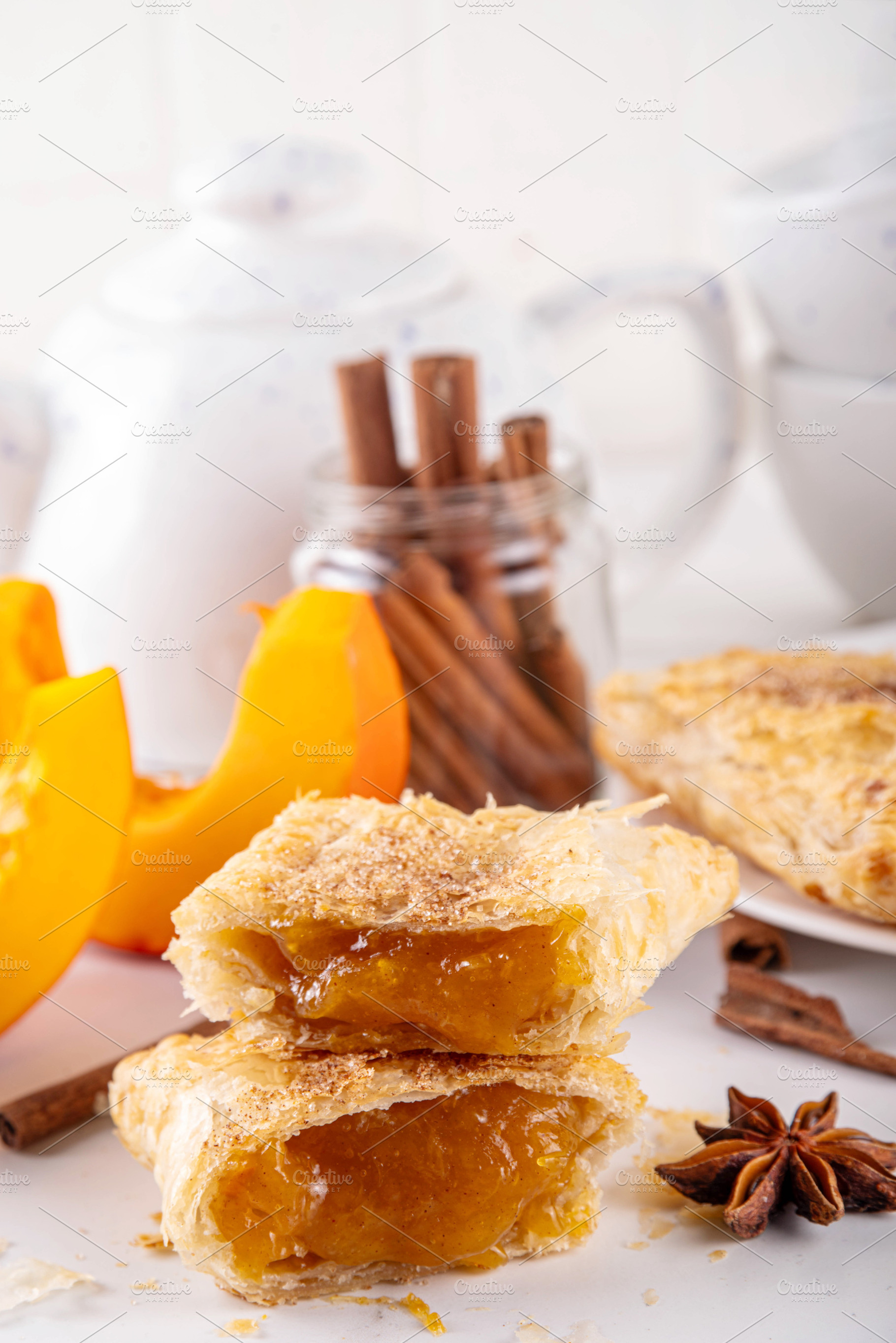 Homemade fresh baked puff pastry pumpkin pop tarts, a Food & Drink Photo by Rimma