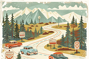 Retro Road Trip Map, a Background Graphic by Printable Treasure (Thumbnail 3 of 9)
