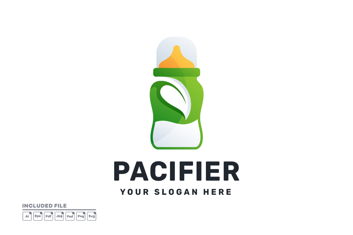 Baby Pacifier Logo with Leaf, a Branding & Logo Template by yuanesei