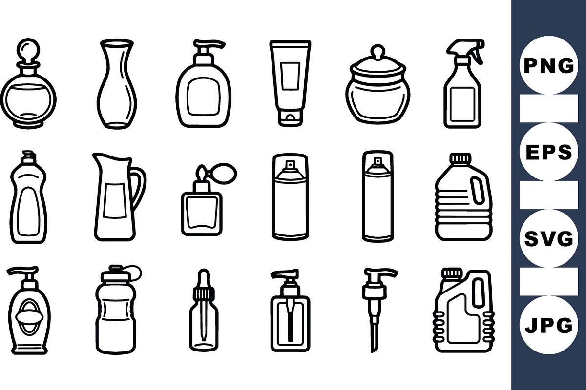 Hand Drawn Cosmetic Bottle Icons, an Illustration by designvectx (Photo 3 of 3)
