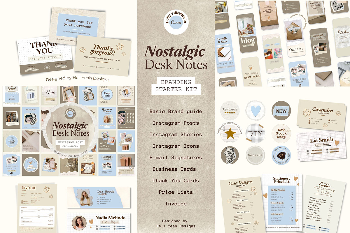 Nostalgic Branding Kit Canva, a Branding & Logo Template by Hell Yeah Designs (Photo 1 of 19)