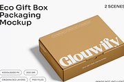 Gift Box Mockup 2 Views, a Packaging Mockup by graphicsauce (Thumbnail 1 of 4)