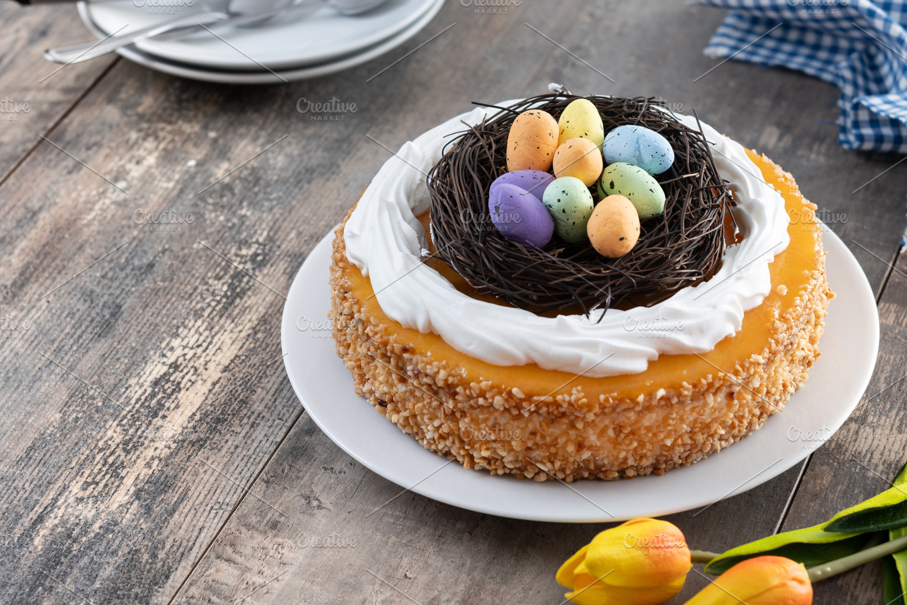 Homemade Easter egg cake on wooden t, a Food & Drink Photo by etorres69