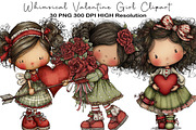 Whimsical Valentine Girl Clipart, an Illustration by Black Bird Studio (Thumbnail 1 of 6)