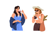 People drinking beverages set, a Person Illustration by PaperTrident (Thumbnail 3 of 6)