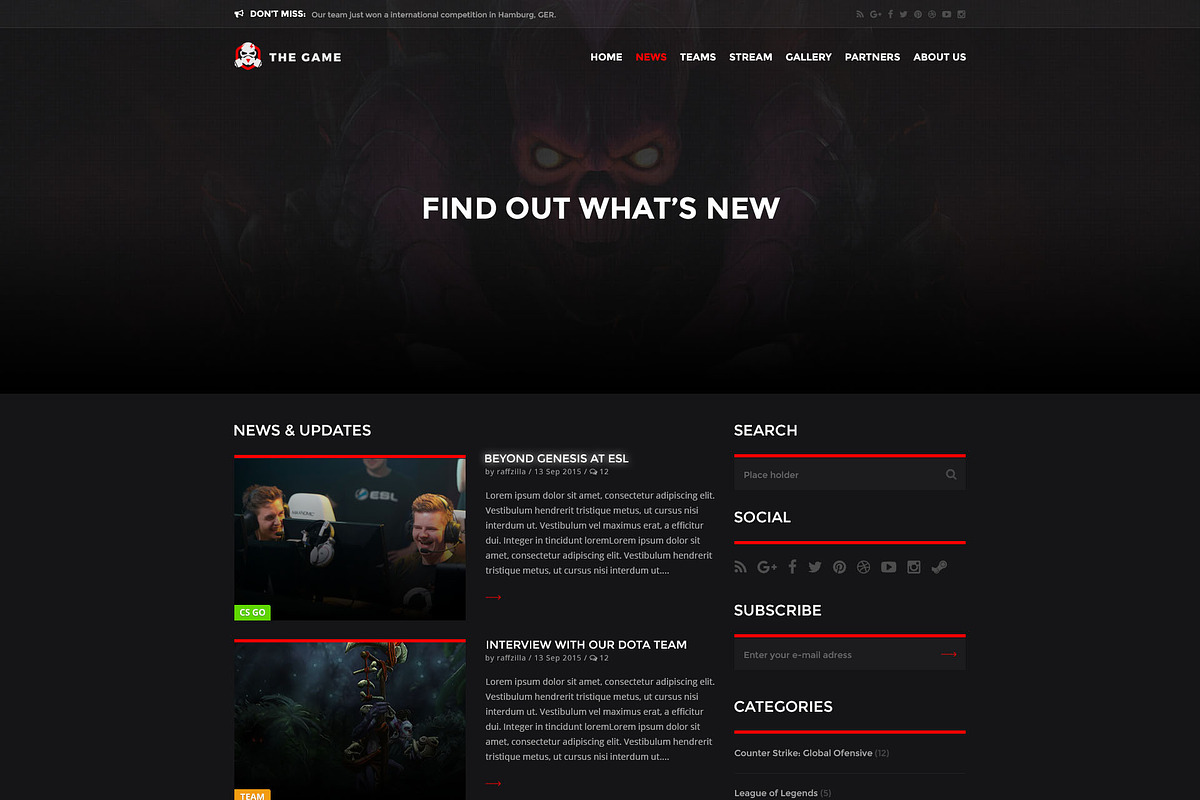 The Game - eSport PSD Gaming Templat, a Websites & App Template by Netbee (Photo 23 of 30)