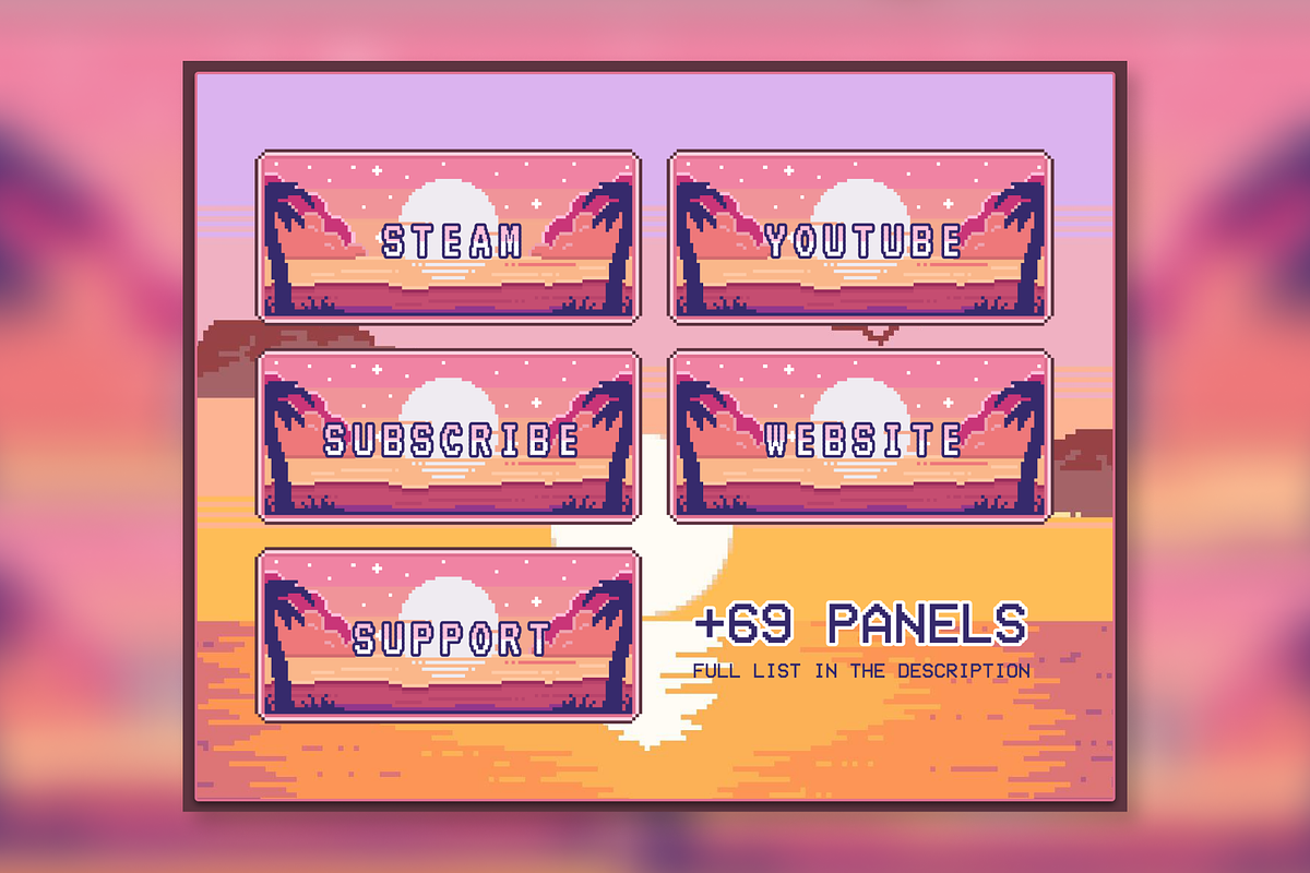 74x Sunrise Pixel Panels for Twitch, an Illustration by Custom Fonts & Patterns (Photo 7 of 7)