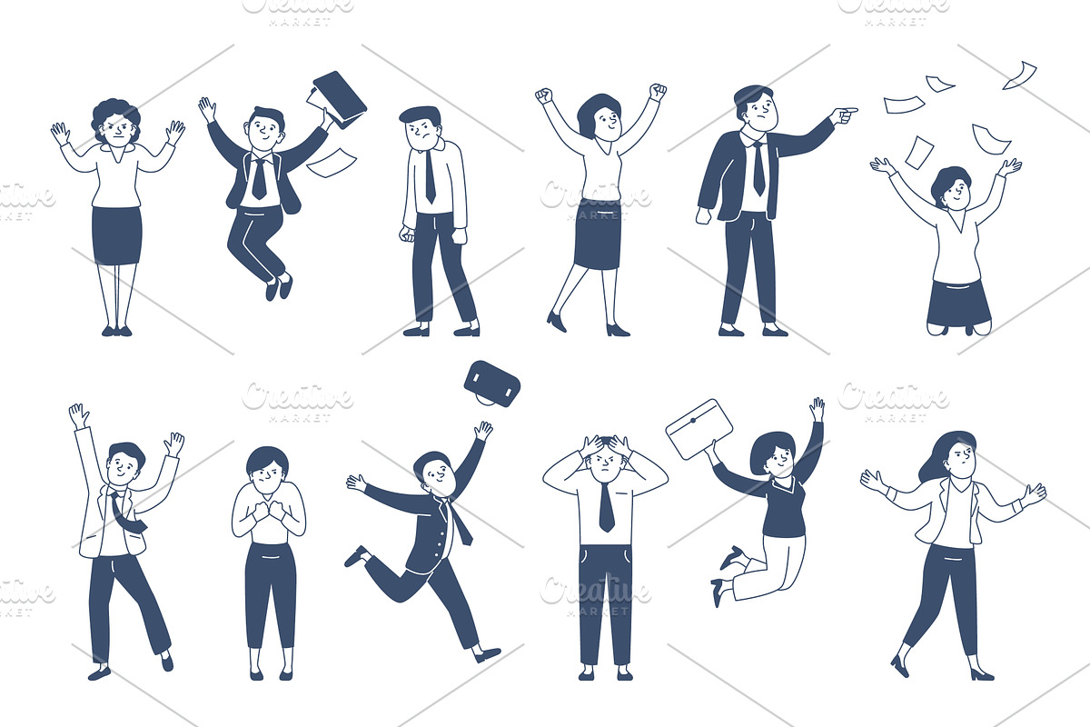 Office people mood. Cheering and, a Finance Illustration by LadadikArt