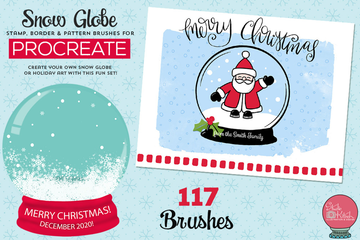 Snow Globe Procreate Brushes, a Brush Add-On by Studio Kitsch (Photo 7 of 7)