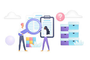 Team analyzing data search concept, a Finance Illustration by Lemberg Vector