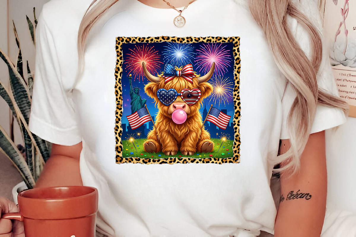 Hand Drawn 4th of July Highland Cow, an Illustration by CreationArt (Photo 4 of 6)